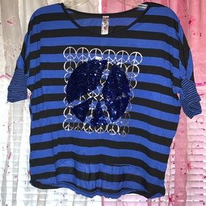 Black and Blue Striped Blouse